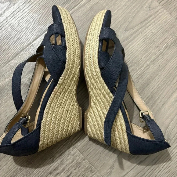 Solesenseability Espadrille Braided Wedge Sandals Dark Blue Navy Women's Size 10 - Picture 6 of 7